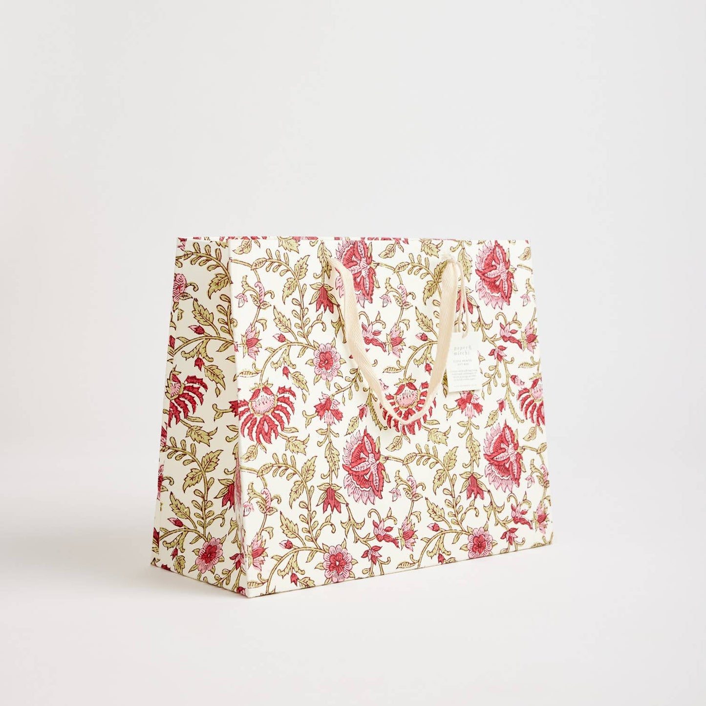 Large Hand Block Printed Gift Bags Scarlet