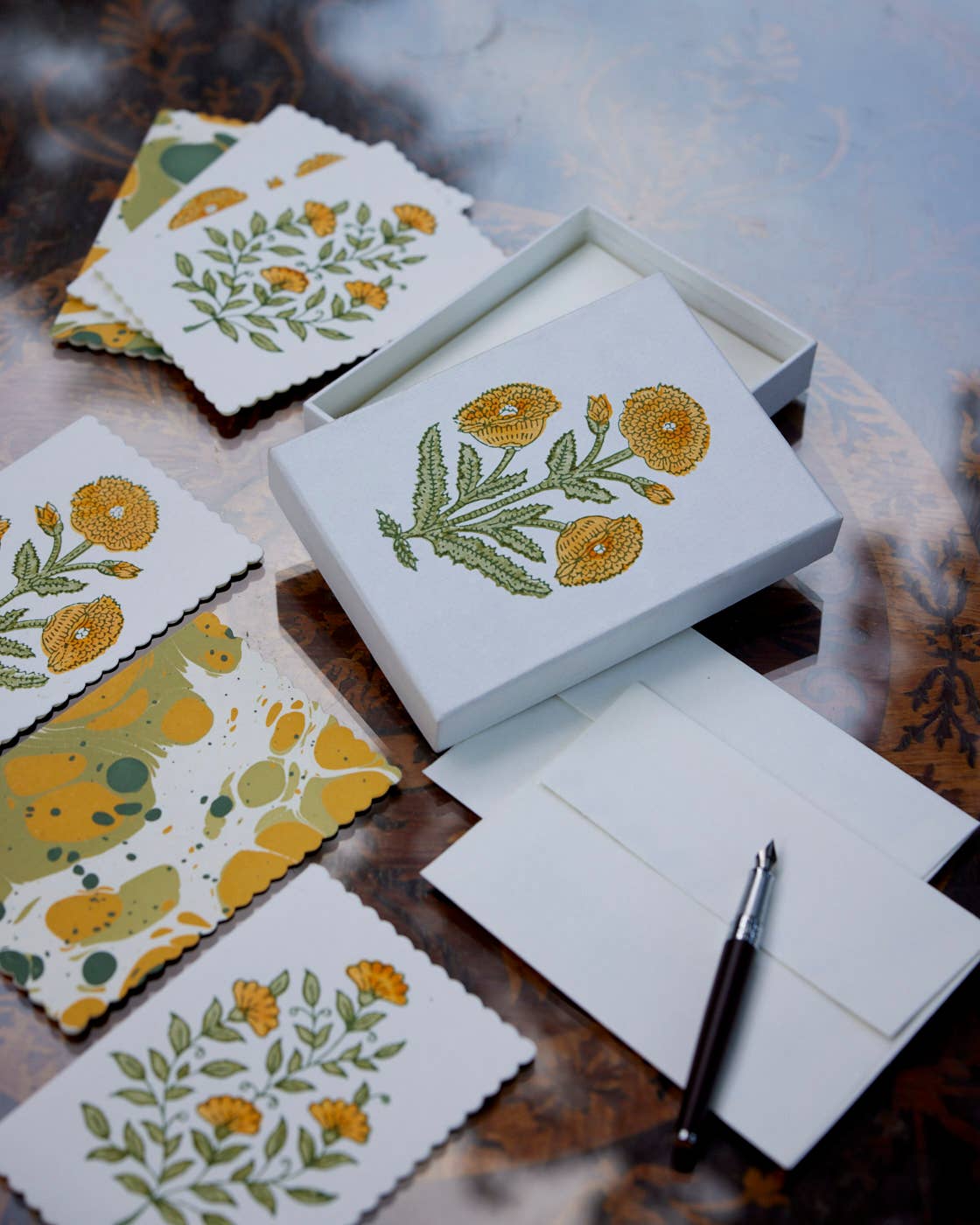 Boxed Artisan Notecard Set - Malika Sunshine