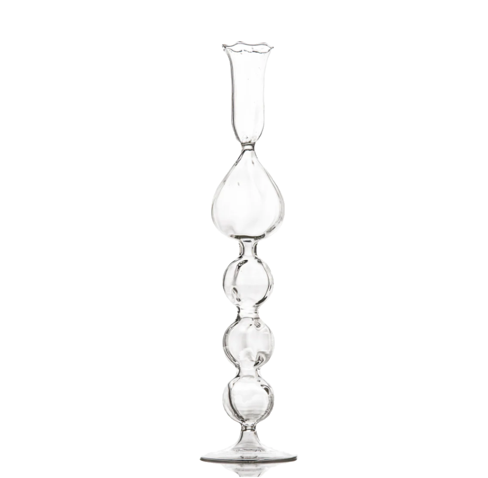 Clear Glass Candlestick with Teardrop