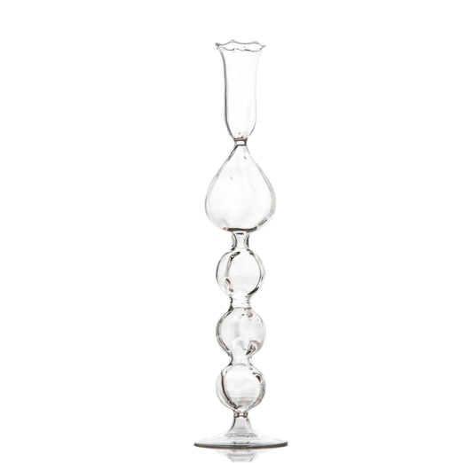 Clear Glass Candlestick with Teardrop