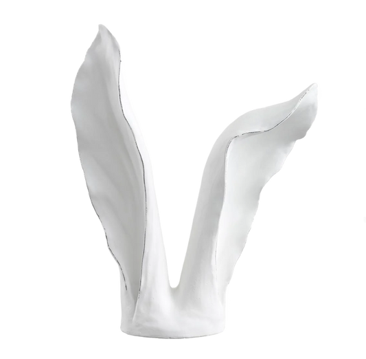 White Resin Bunny Ears Statue