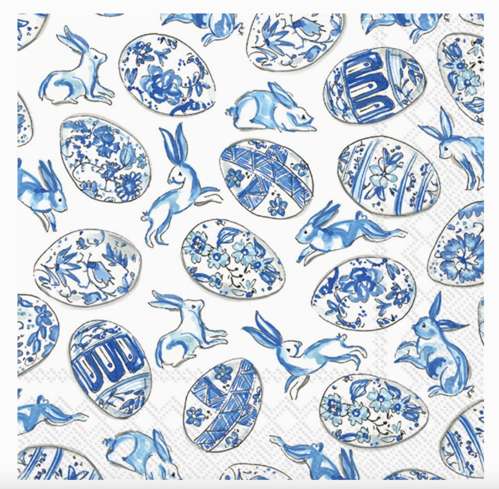 Blue and White Eggs Cocktail Napkin