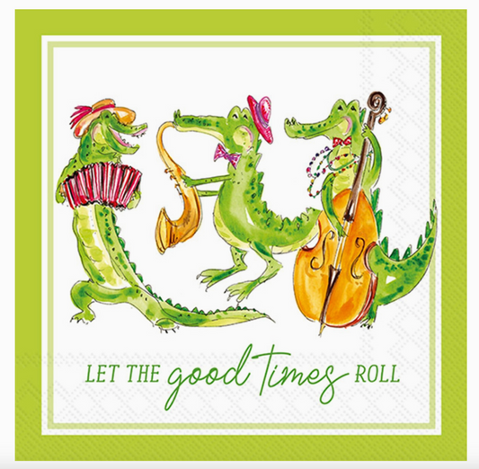 Mardi Gras Gators Cocktail Napkins