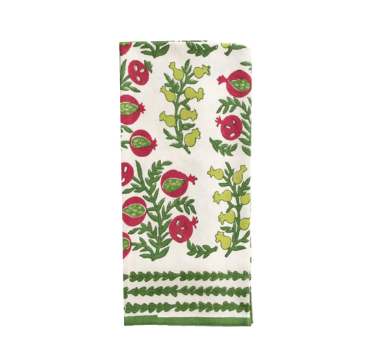 Pom Bells Basil and Magenta Tea Towel