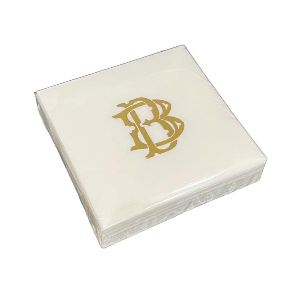 (B) Initial Linun Beverage Napkins - 20 per pack