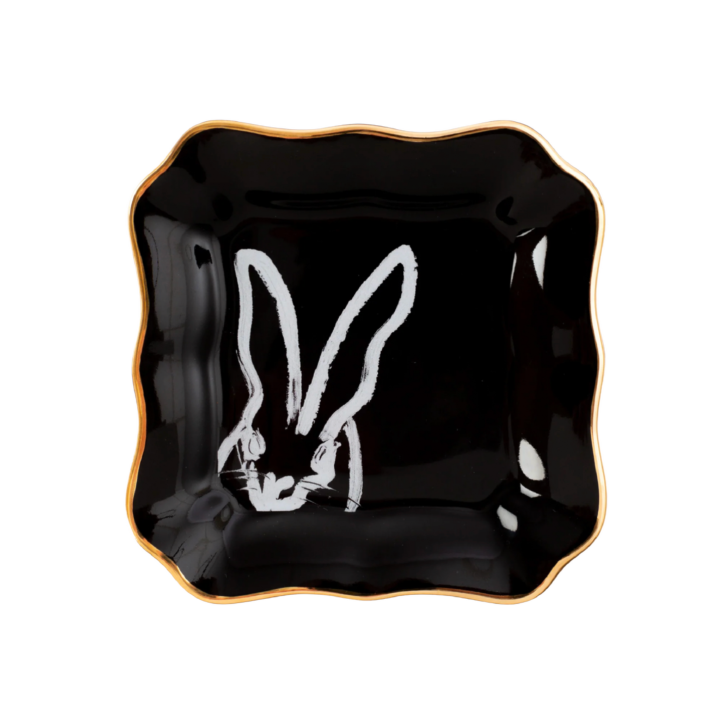 Hunt Slonem | Black Bunny Portrait Plate