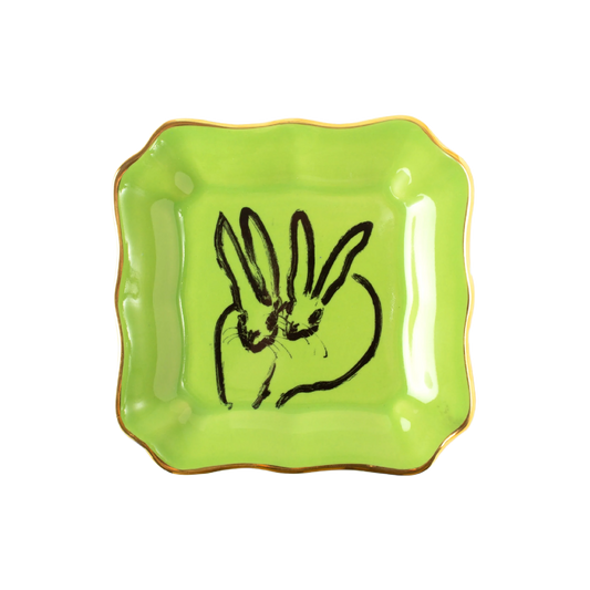 Hunt Slonem | Lime Bunny Portrait Plate