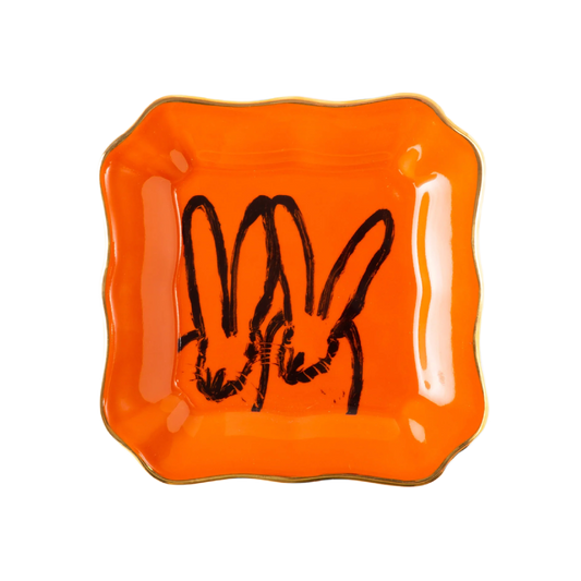 Hunt Slonem | Orange Bunny Portrait Plate