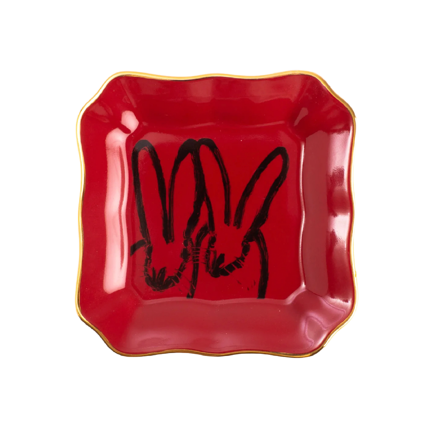 Hunt Slonem | Red Bunny Portrait Plate