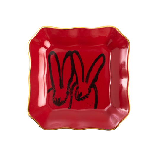 Hunt Slonem | Red Bunny Portrait Plate