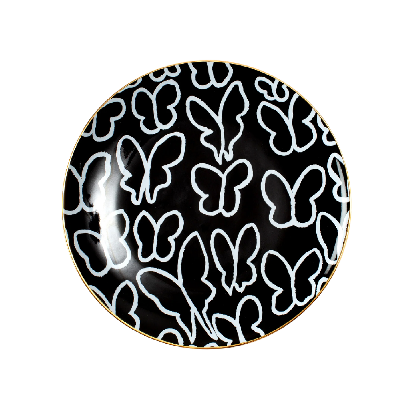 Hunt Slonem | Butterfly Black/Gold Dinner Plate