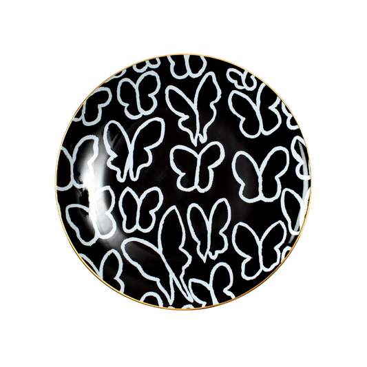 Hunt Slonem | Butterfly Black/Gold Dinner Plate