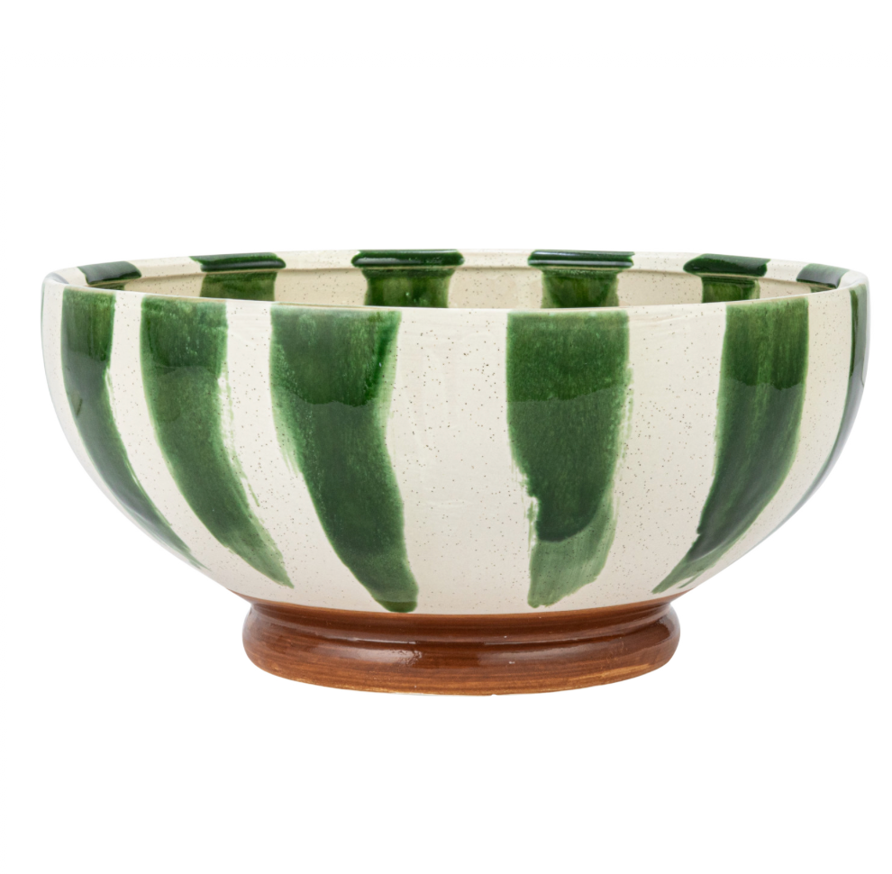 Hand-painted Green Footed Bowl