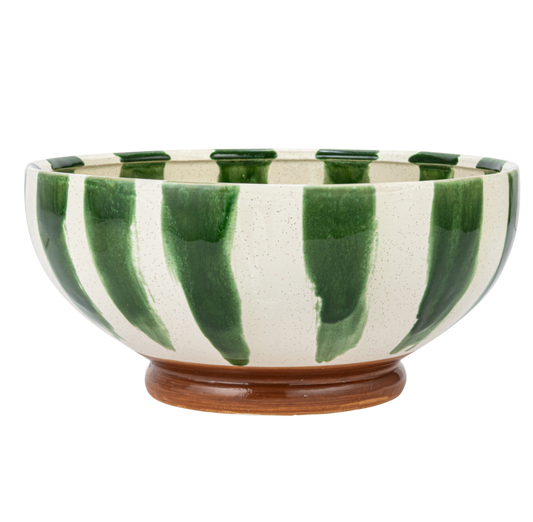 Hand-painted Green Footed Bowl