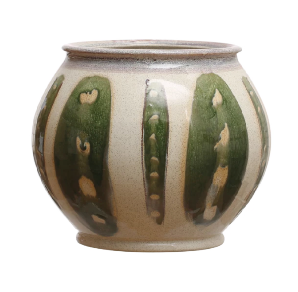 Hand-painted Green Vase