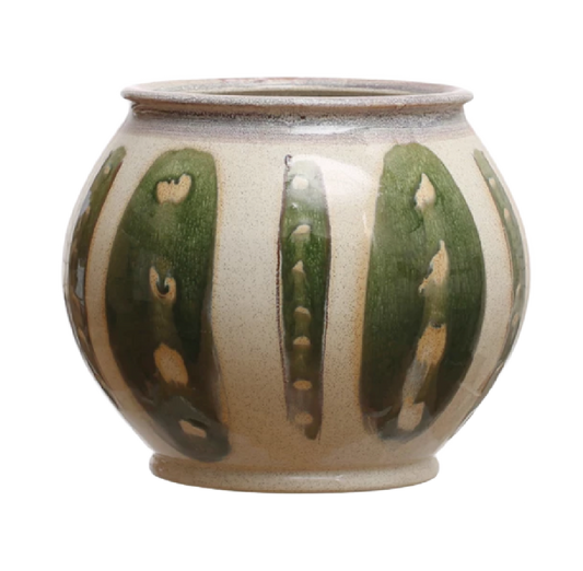 Hand-painted Green Vase