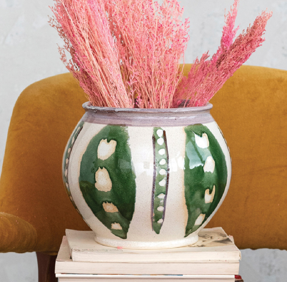 Hand-painted Green Vase