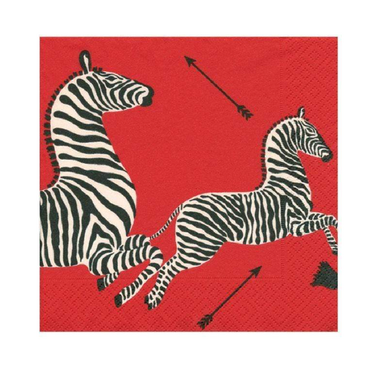 Zebra Orange Caspari Cocktail Napkin