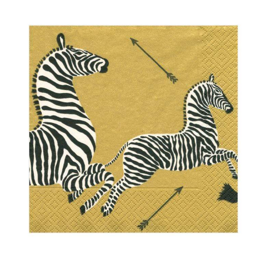 Zebra Gold Caspari Cocktail Napkin