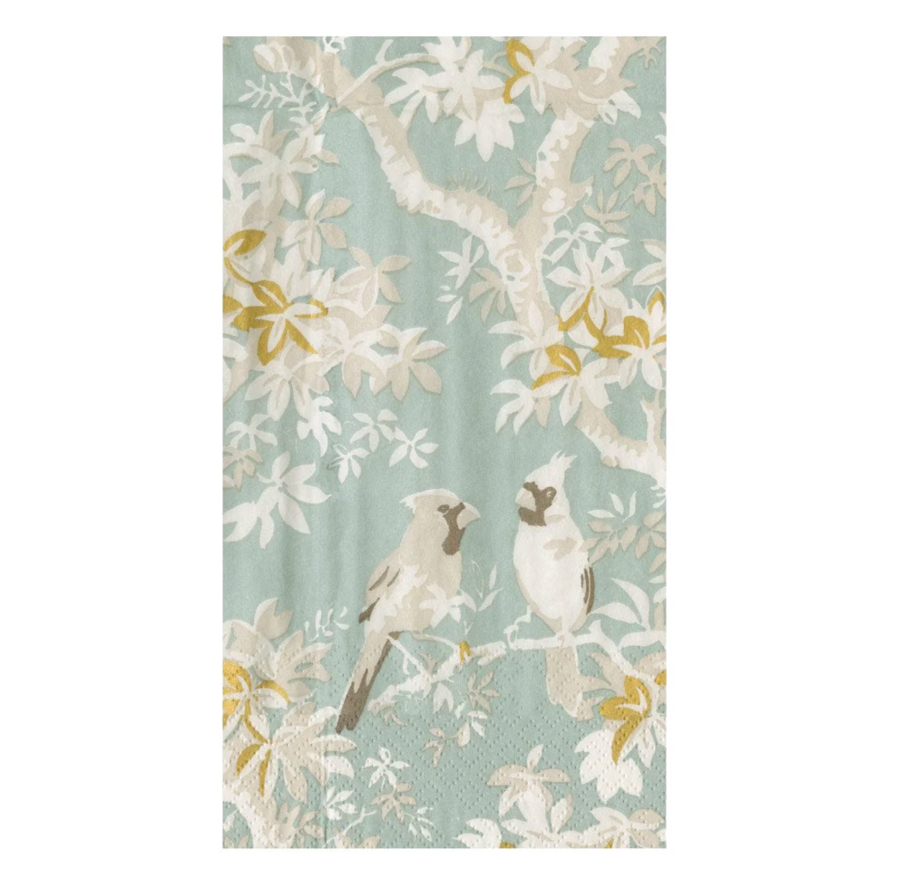 Scenic Songbirds Celadon Caspari Guest Towel Napkin