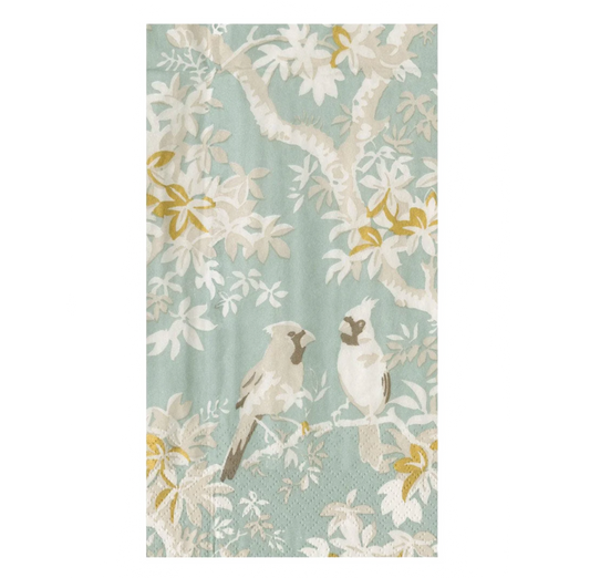 Scenic Songbirds Celadon Caspari Guest Towel Napkin