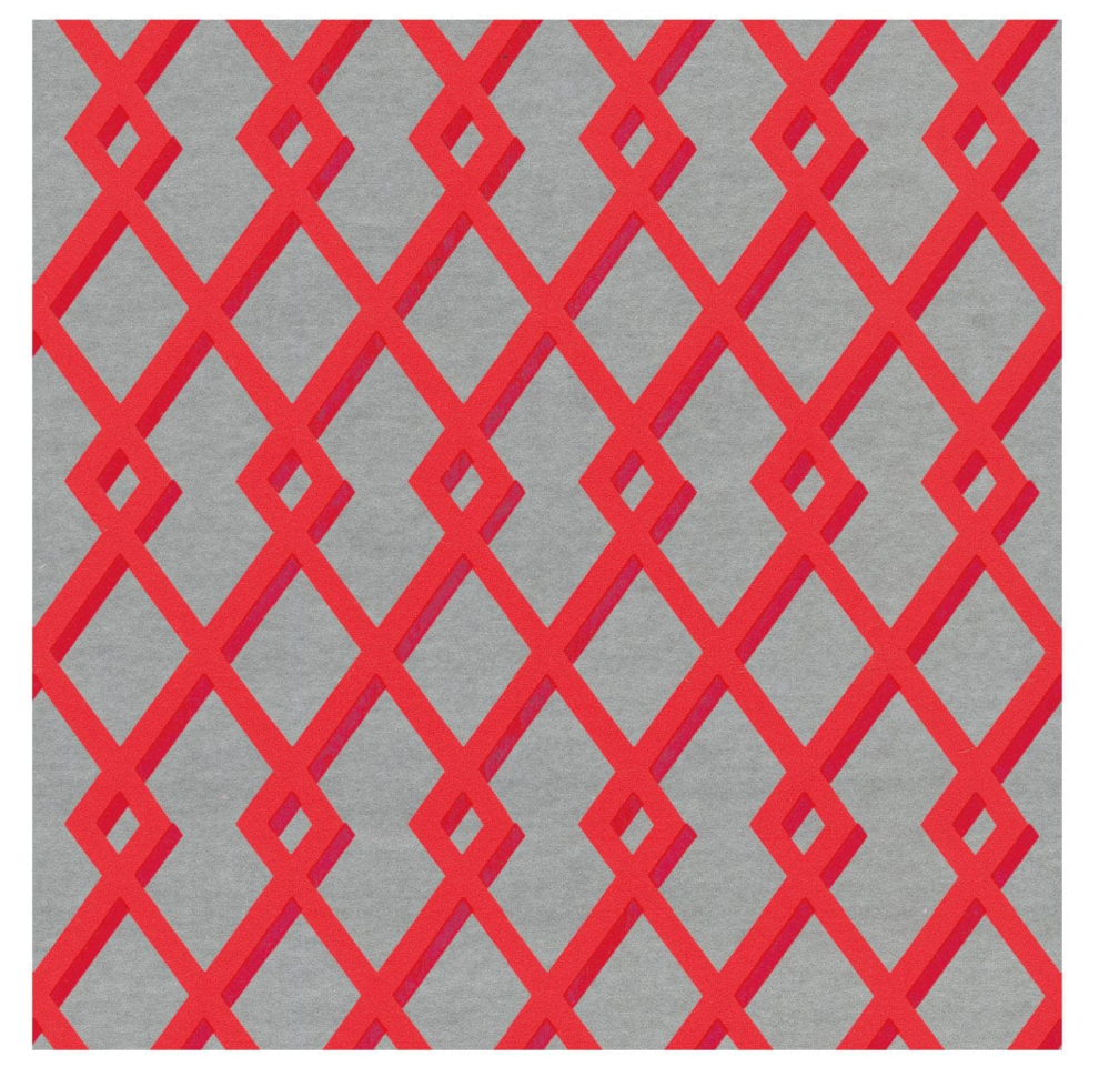 Coral/Silver Trellis Wrapping Paper