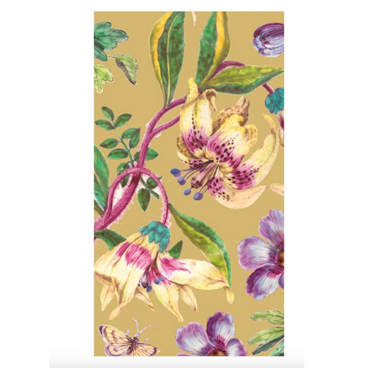 Porcelain Blooms Gold Caspari Guest Towel Napkin