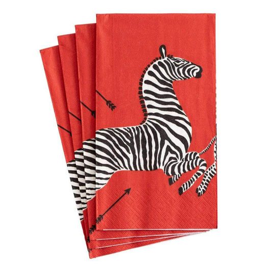 Zebra Red Caspari Guest Towel Napkin