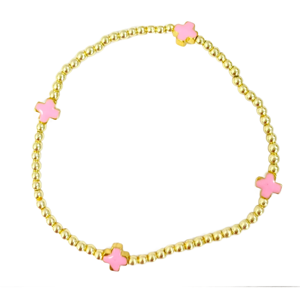 Lucy Cross Bracelet Pink