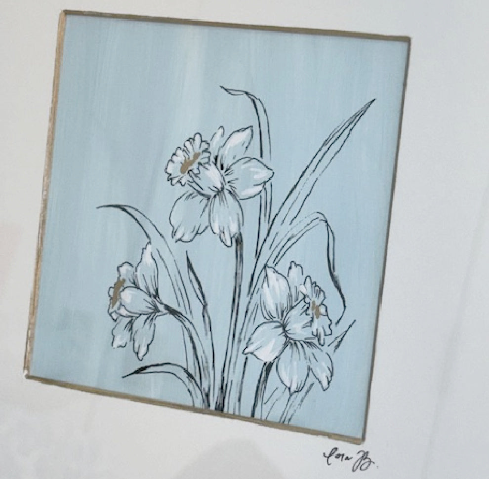 Original Daffodil Framed Art by Cora B