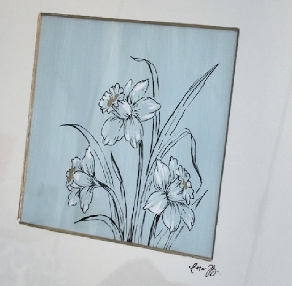 Original Daffodil Framed Art by Cora B