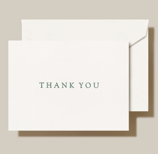 Green Thank You Crane Folded Notes