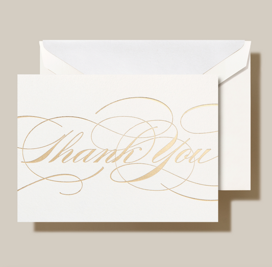 Gold Flourish Thank You Crane Folded Notes