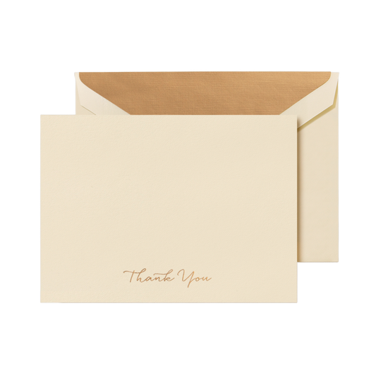 Gold Script Thank You Crane Folded Notes