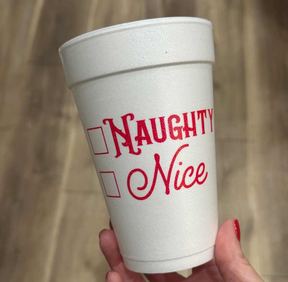 Naughty Nice 16oz Foam Cups