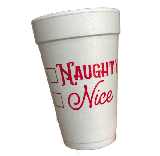 Naughty Nice 16oz Foam Cups