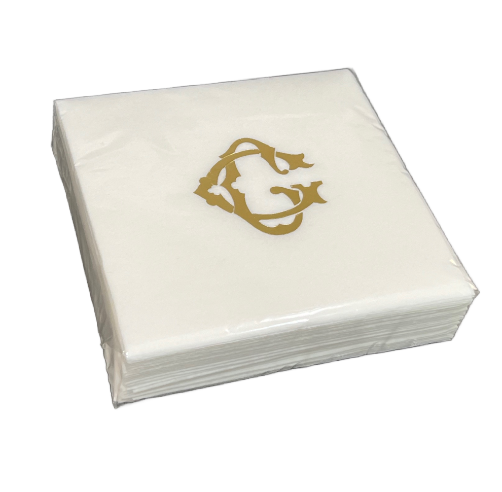 (G) Initial Linun Beverage Napkins - 20 per pack