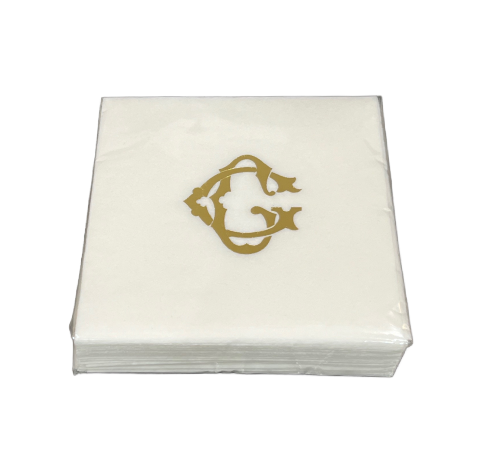 (G) Initial Linun Beverage Napkins - 20 per pack