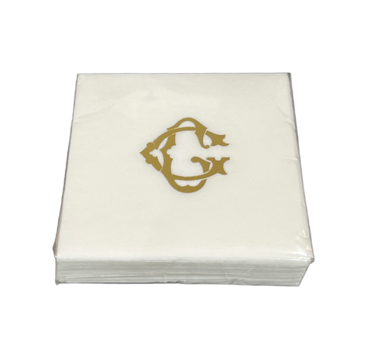 (G) Initial Linun Beverage Napkins - 20 per pack