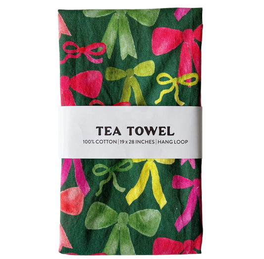 Colorful Christmas Bows Tea Towels