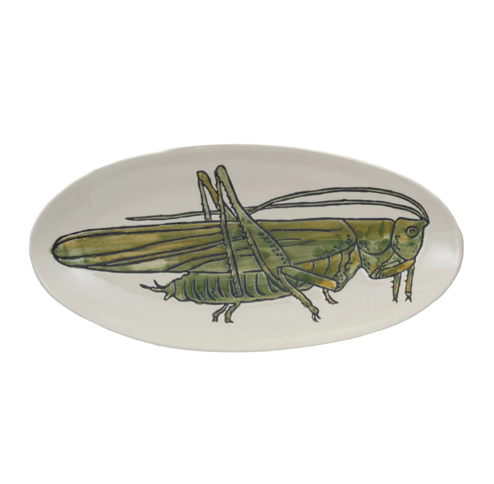 Hand-Painted Grasshopper Plate