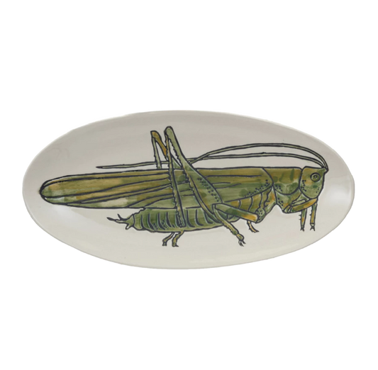 Hand-Painted Grasshopper Plate