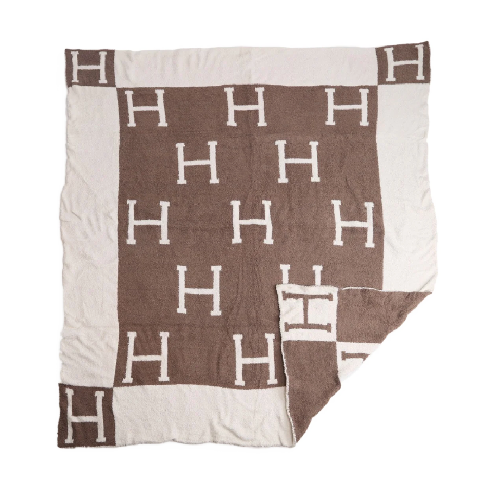 Beige H Cozy Blanket