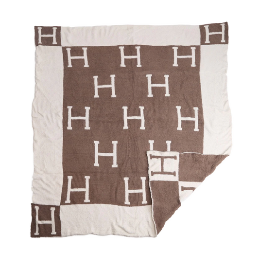 Beige H Cozy Blanket