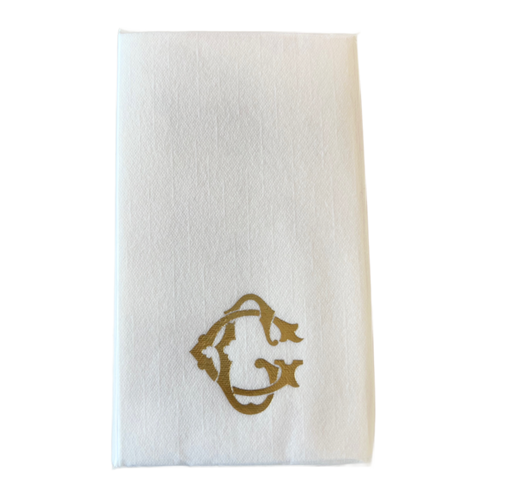 (G) Initial Linun Guest Napkins - 15 per pack