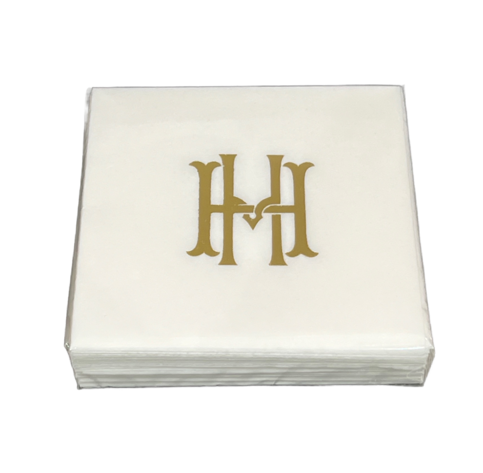 (H) Initial Linun Beverage Napkins - 20 per pack