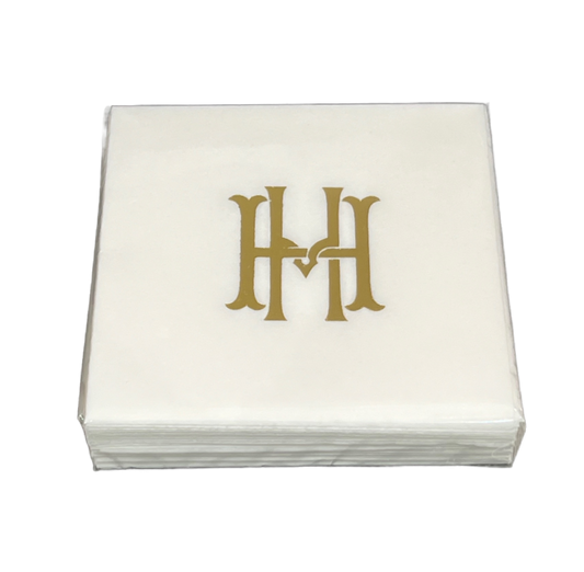 (H) Initial Linun Beverage Napkins - 20 per pack