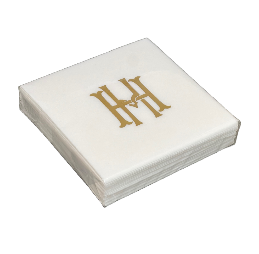 (H) Initial Linun Beverage Napkins - 20 per pack