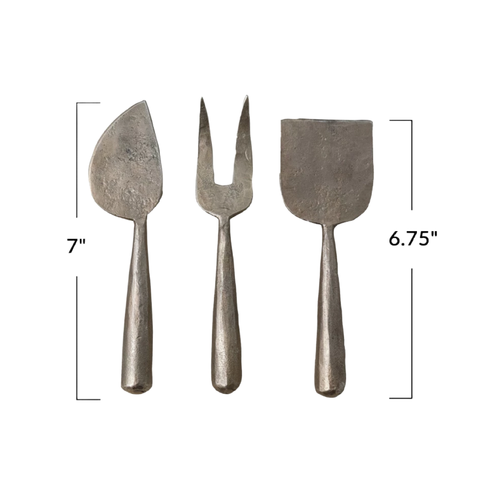 Hand-Forged Metal Cheese Servers, Set of 3