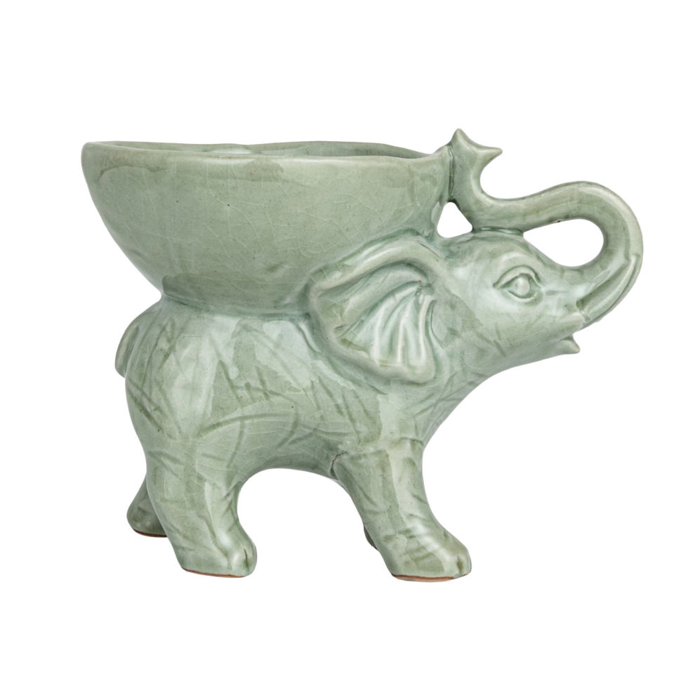 Stoneware Elephant w/ Bowl